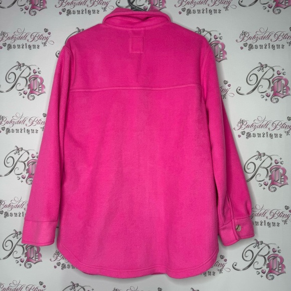 Thread + supply sweater jacket coat button up neon pink fleece soft comfy luxe - Picture 5 of 9